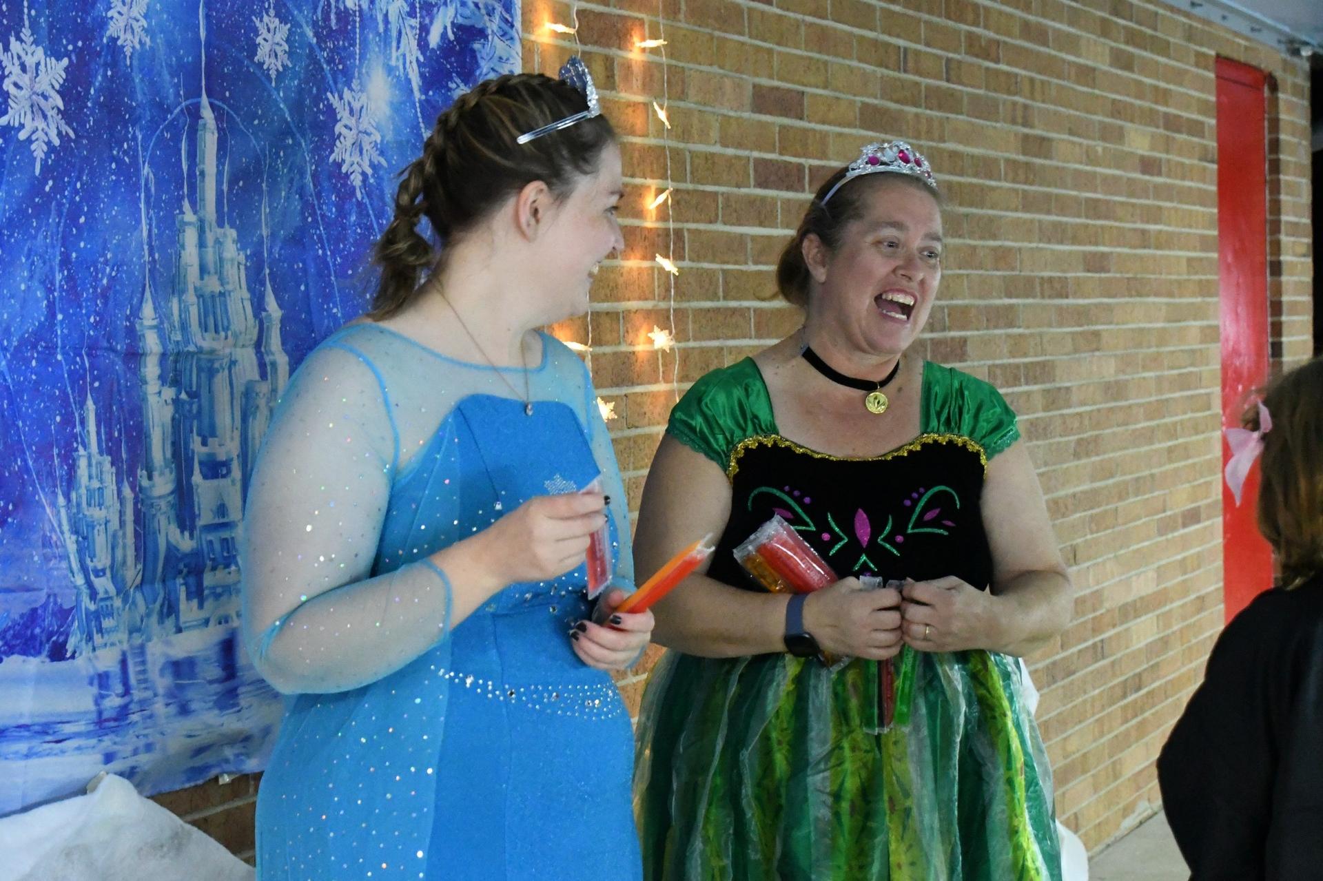 Picture of Franklin Trick-or-Treat event; staff in costumes