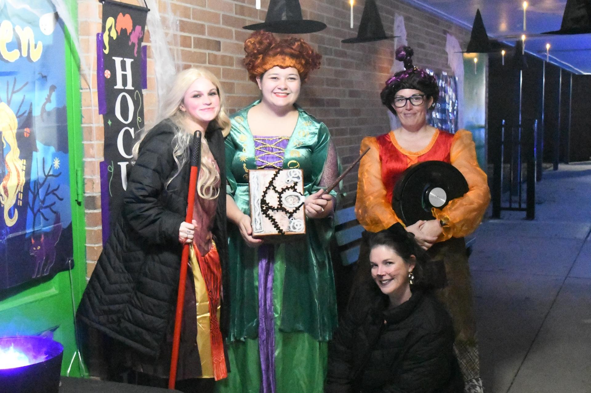 Picture of Franklin Trick-or-Treat event; staff in costumes